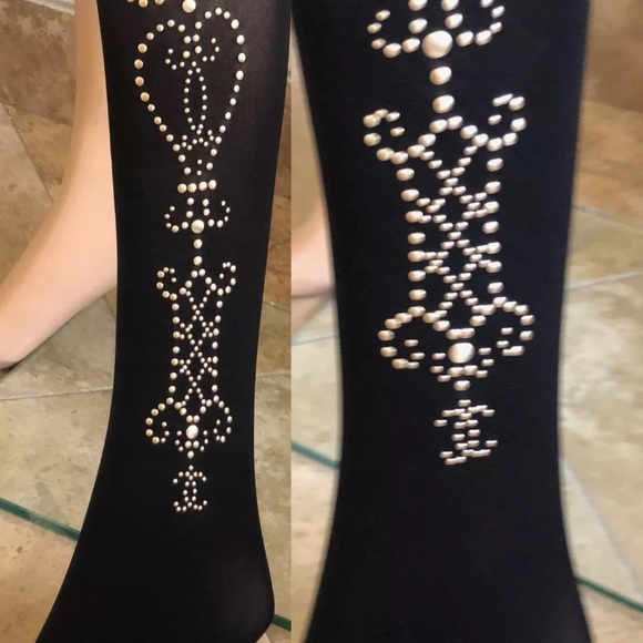 CHANEL CC LOGO EMBELLISHED Panthyhose Tights Size Small  SOLD OUT!! - Picture 7 of 7